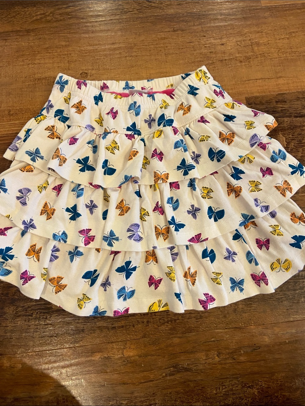 Hanna Andersson White Tiered Skort with Multicolor Butterfly Print